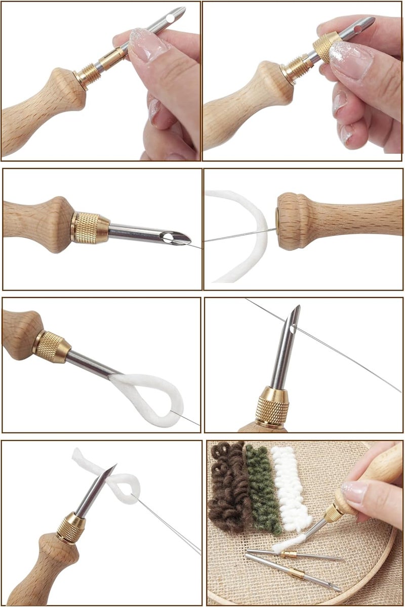 Lampstop Punch Needle Kit 1.6mm-2mm-2.5mm-3.5mm-5mm Metal Tubes Wooden Punch Needle Tool for Beginner Embroidery Floss Cross Stitching - Image 4